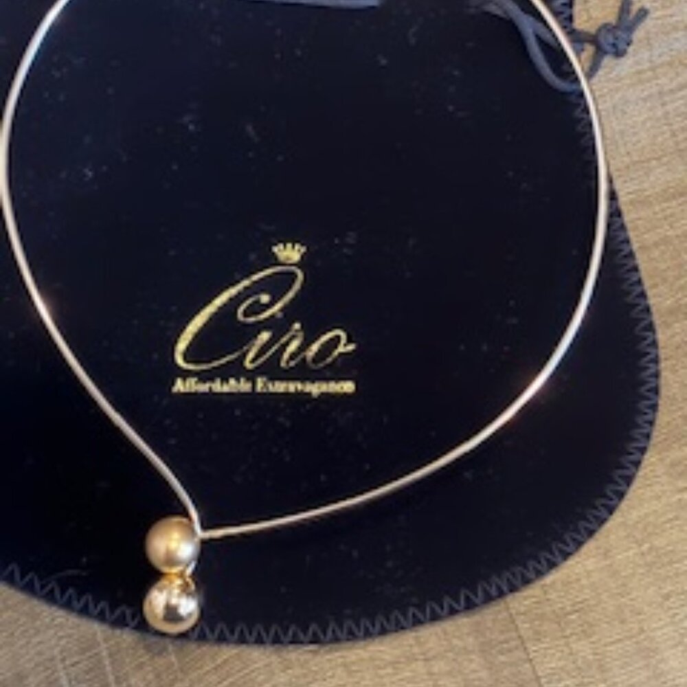 Ciro Brass choker necklace-Polished & matte finished ball ends